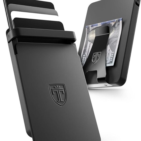 SLYDE RFID Blocking Aluminum Card Holder – Slim Wallet with Money Clip – Black - Picture 1 of 7